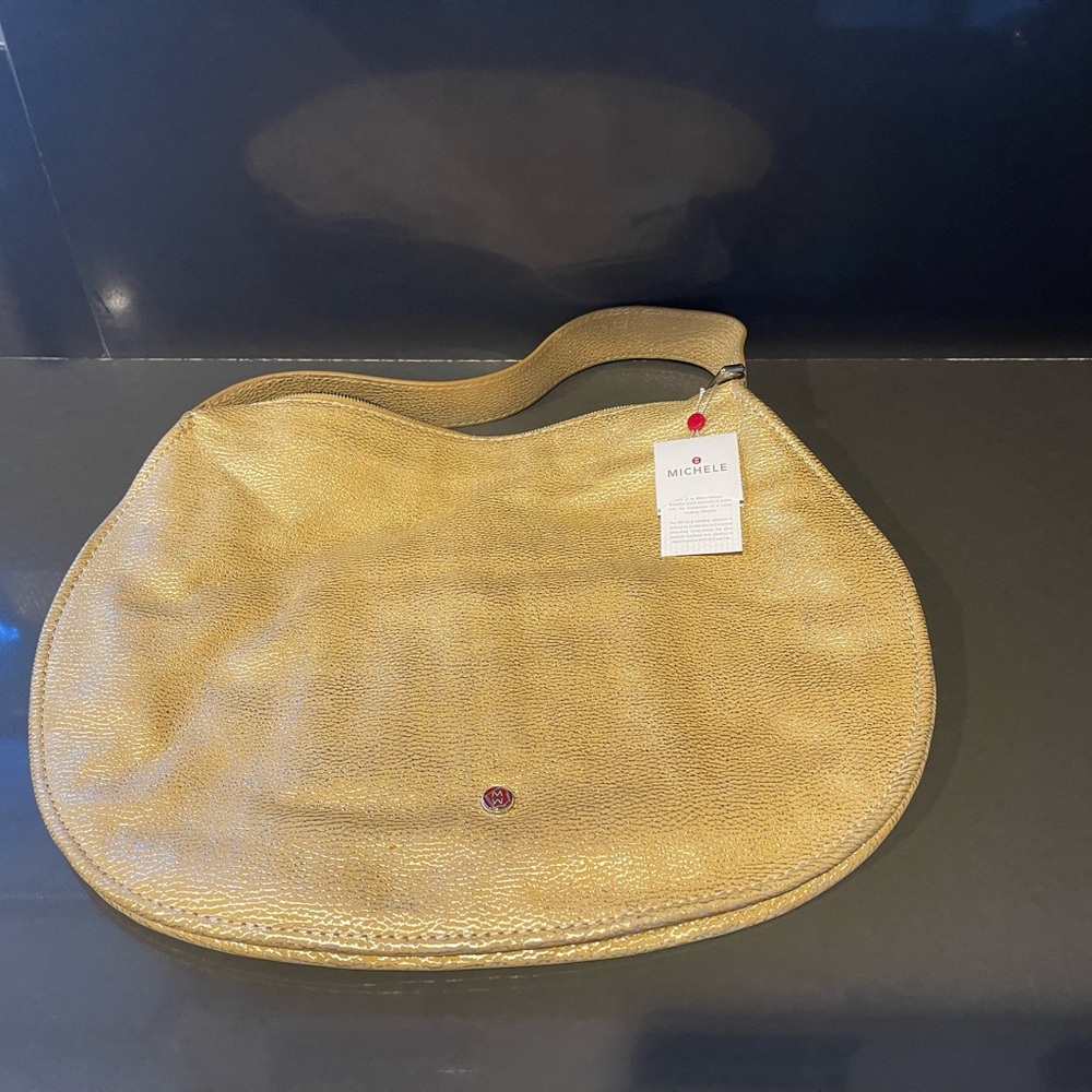 MICHELE BRAND Large Gold Real Leather Tote